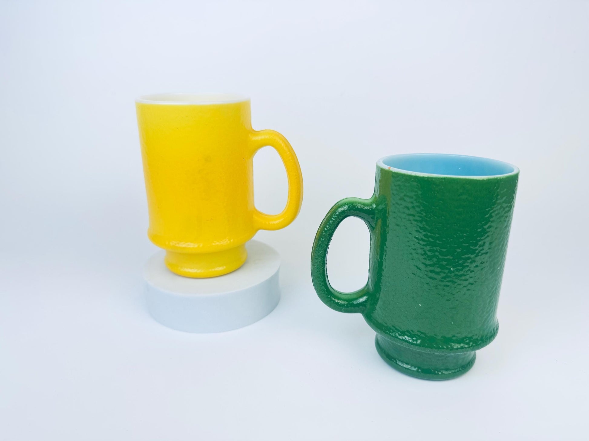 Product image for 'vintage hazel atlas orange peel textured milk glass pedestal mug lemon lime colours sold separately' (view 1b365c)
