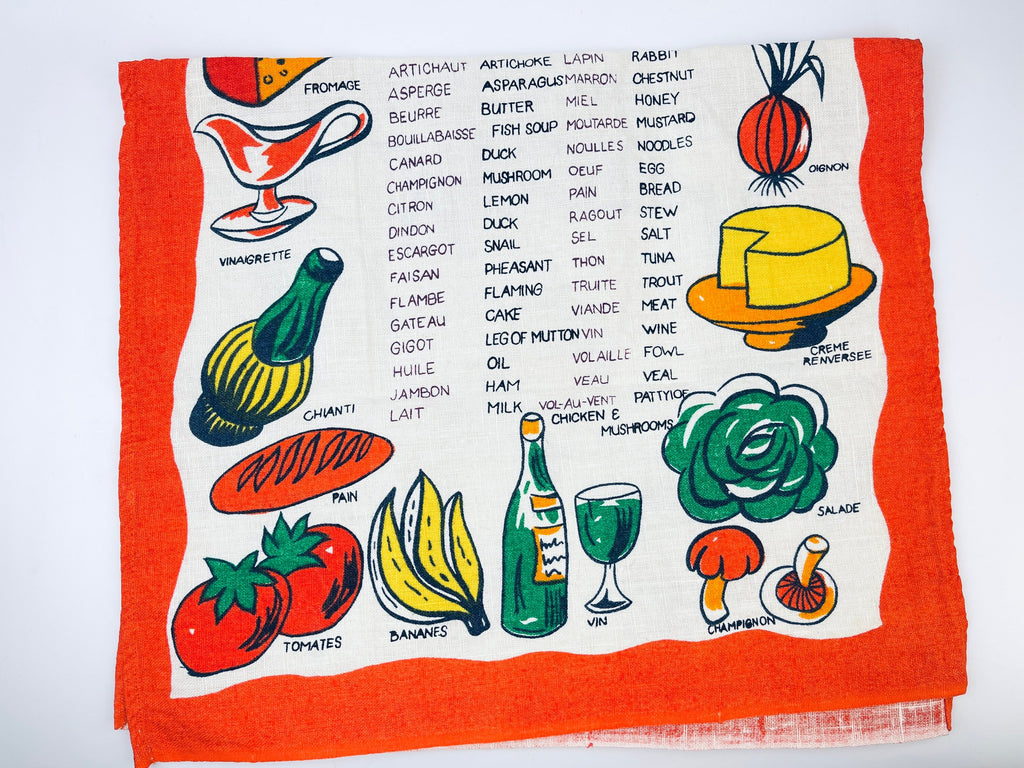 Product image for 'vintage menu dictionnaire linen tea towel statement towel en francais sold separately' (view 7aaf3c)