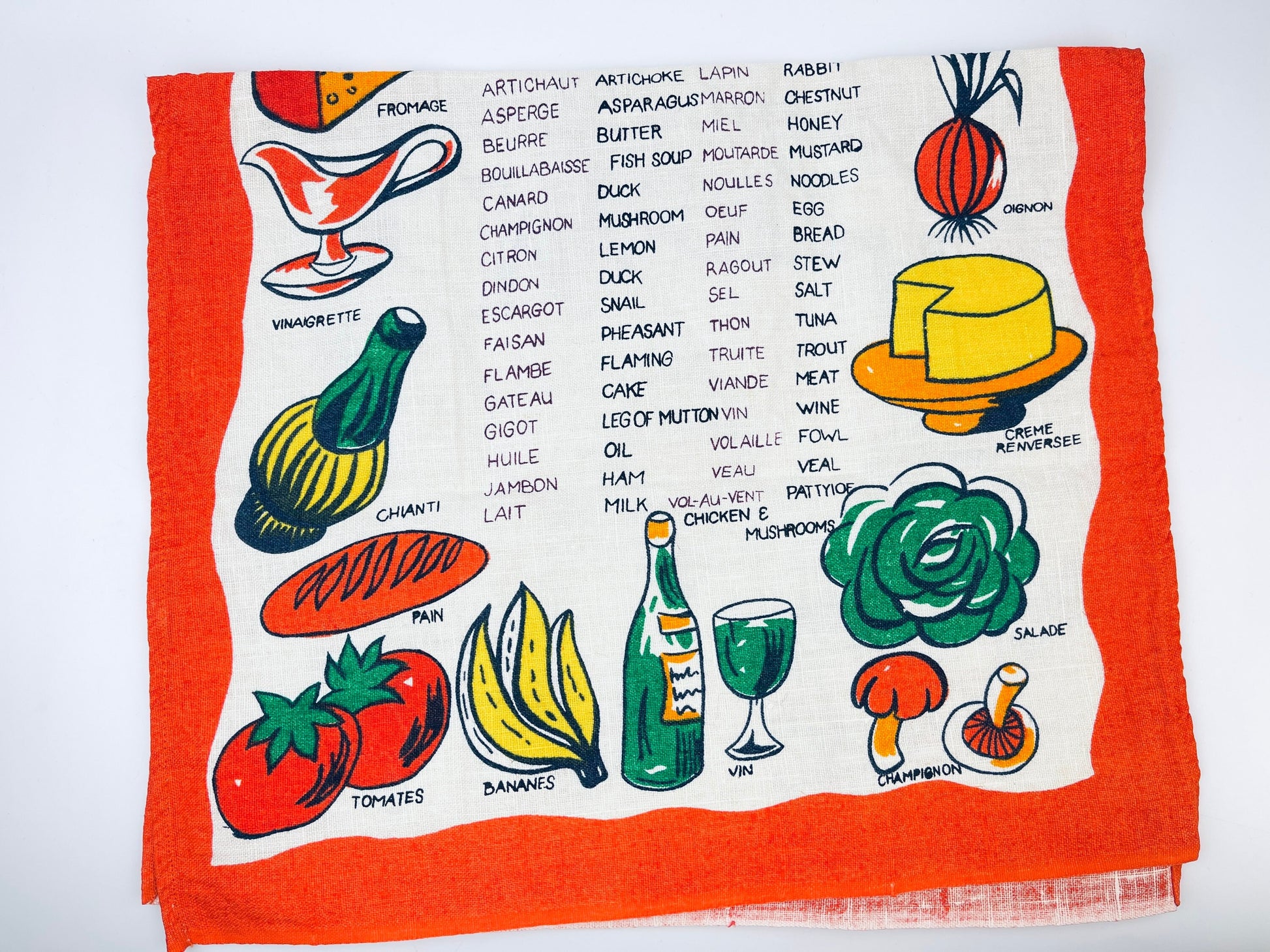 Product image for 'vintage menu dictionnaire linen tea towel statement towel en francais sold separately' (view 7aaf3c)