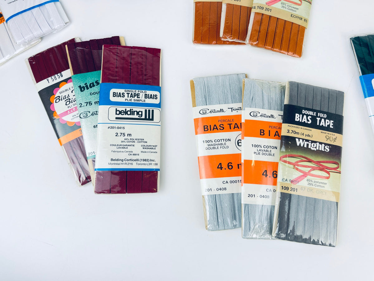 Product image for 'vintage bias tape various colours widths made in canada usa new old stock nos polyester cotton blend' (view 662db3)