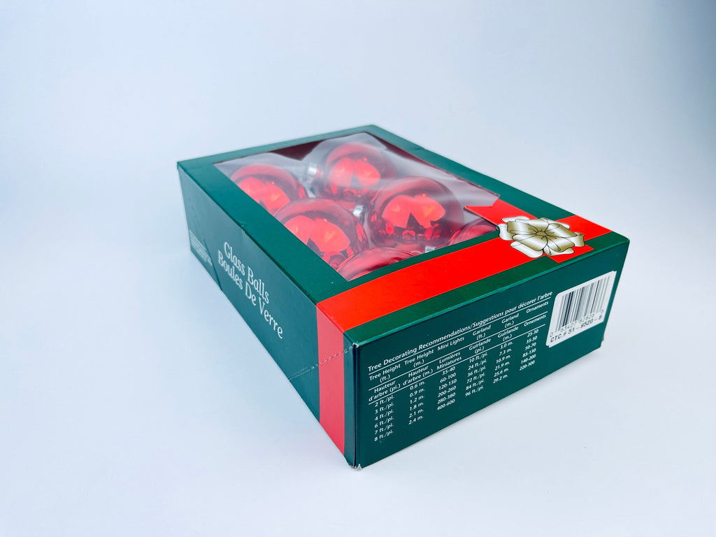 Product image for 'vintage red glass christmas tree ornaments set of six 6 made in canada' (view 125b30)