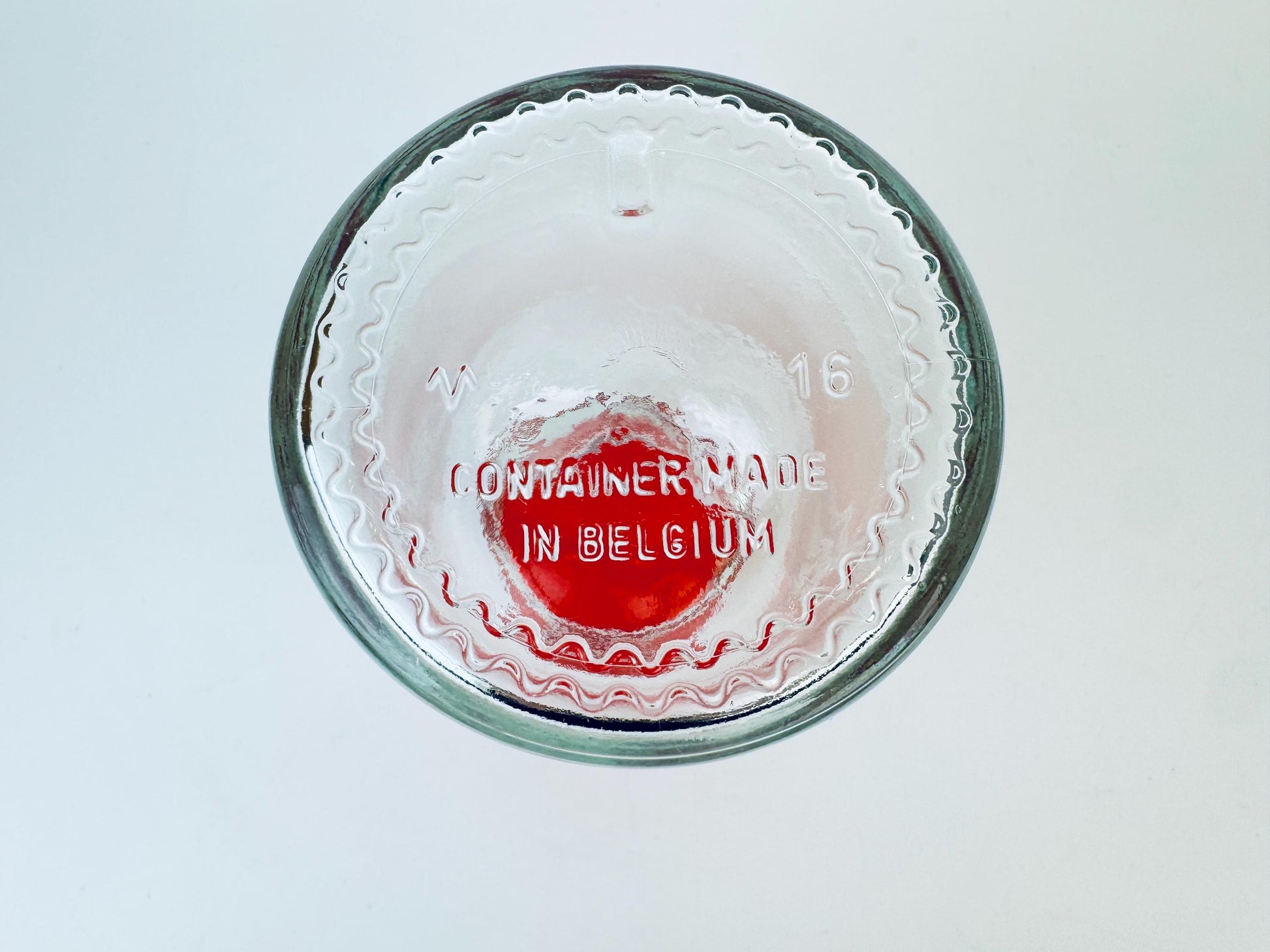 Product image for 'vintage bright red glass lid apothecary airtight glass jar made in belgium' (view 30303d)
