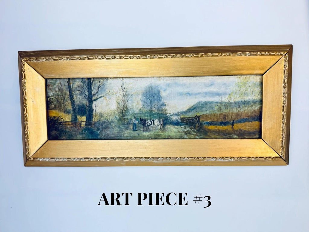 Product image for 'vintage ornate gold painted wooden wall mounted landscape art sold separately' (view b46825)