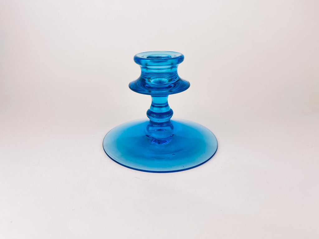 Product image for 'vintage fostoria electric blue glass candlestick holder' (view 57506d)