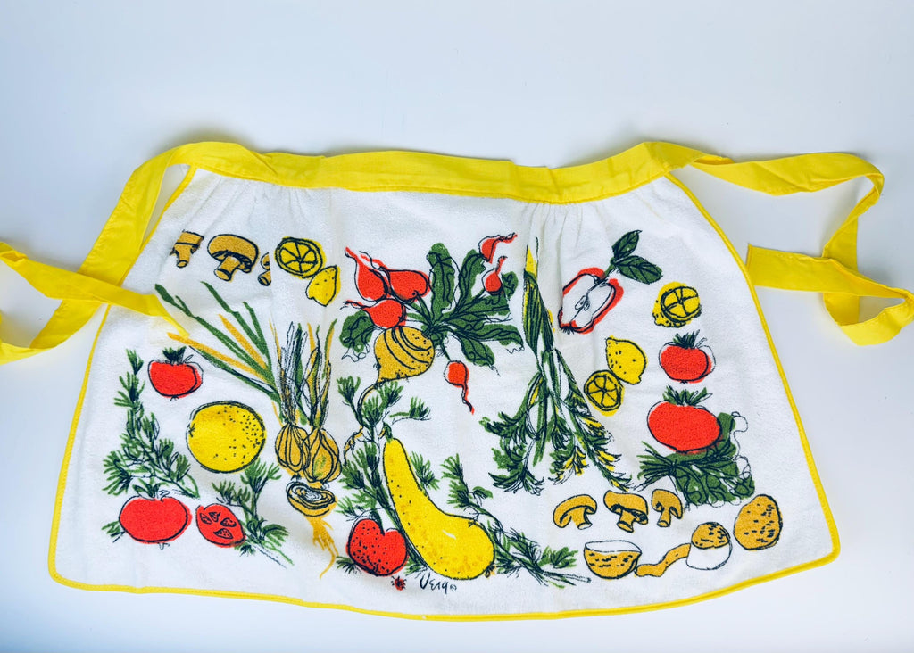 Product image for 'vintage vera garden salad kitchen vegetables hand towel apron made in usa by cannon items sold separately new old stock nos' (view 6a12cd)