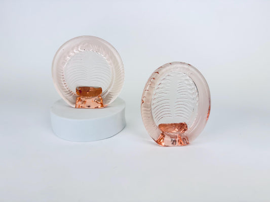 Product image for 'vintage pink glass picture frame oval or round 1980s 90s solid pressed glass vanity frame sold separately' (view 81b9cf)
