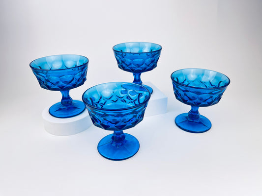 Product image for 'vintage perspective by noritake cobalt blue heavy pressed glass champagne glasses set of four 4 made in japan' (view c0eb04)