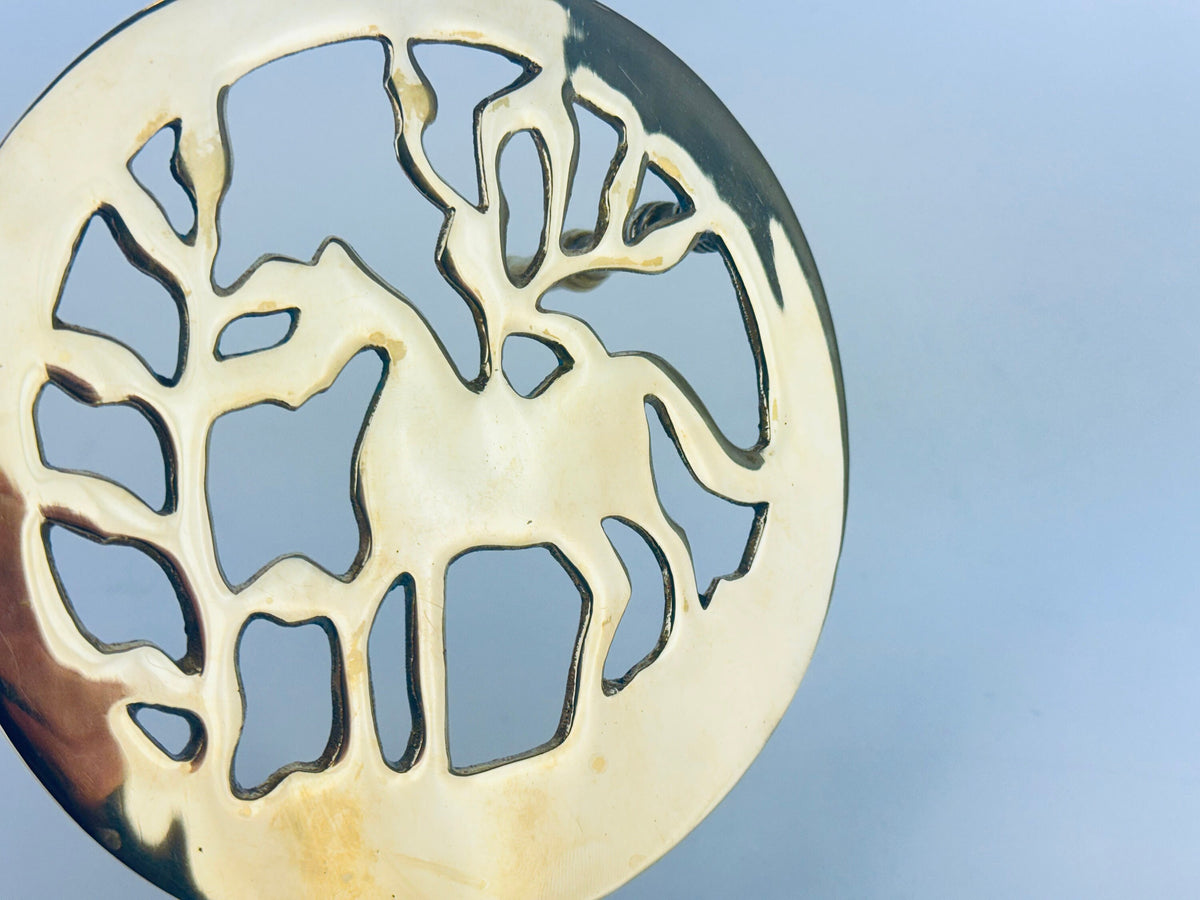 Product image for 'vintage brass easel trivet plant stand horse woodland design' (view 41be53)
