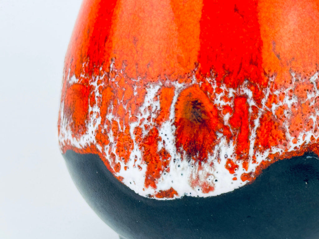 Product image for 'vintage 1970s orange black drip glaze lava bud vase mid century modern accent' (view 3ec96d)