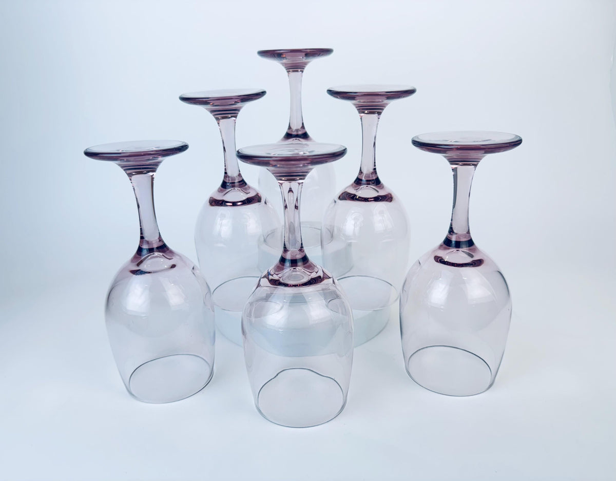 Product image for 'vintage plum purple libbey wine glasses set of six 6' (view 1d4992)