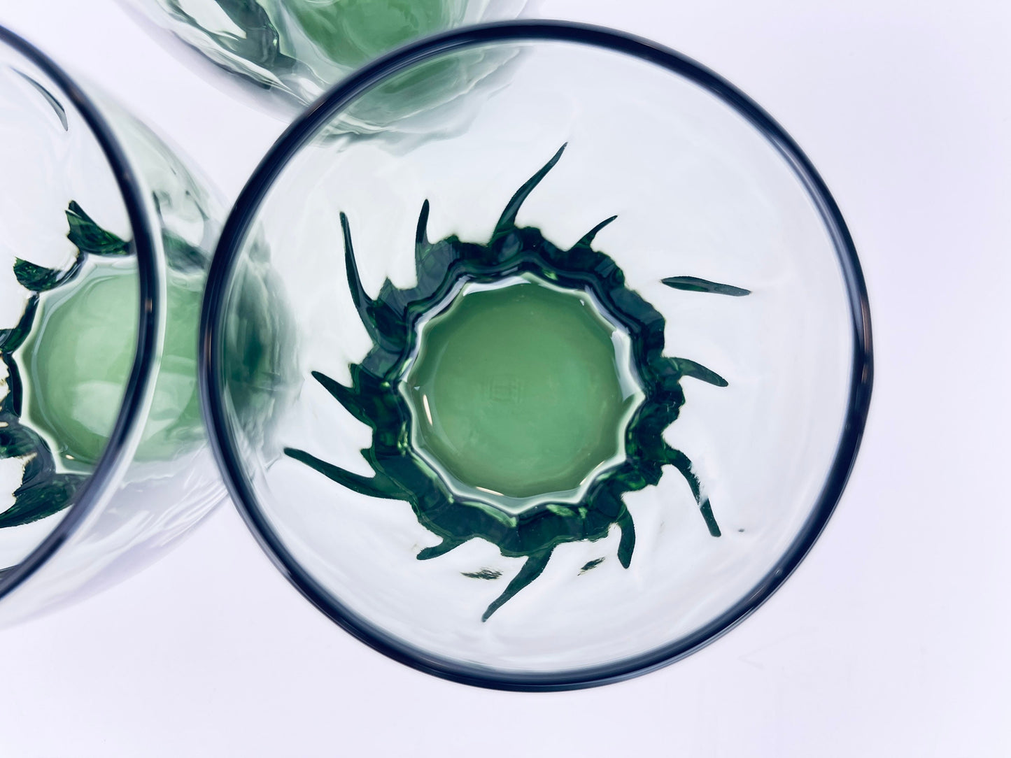 Product image for 'vintage starfire green anchor hocking glasses set of three 3 swirled bottom pattern' (view 35d079)