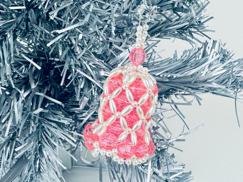 Product image for 'vintage handmade beaded bell christmas tree ornaments set of five 5' (view b1201a)