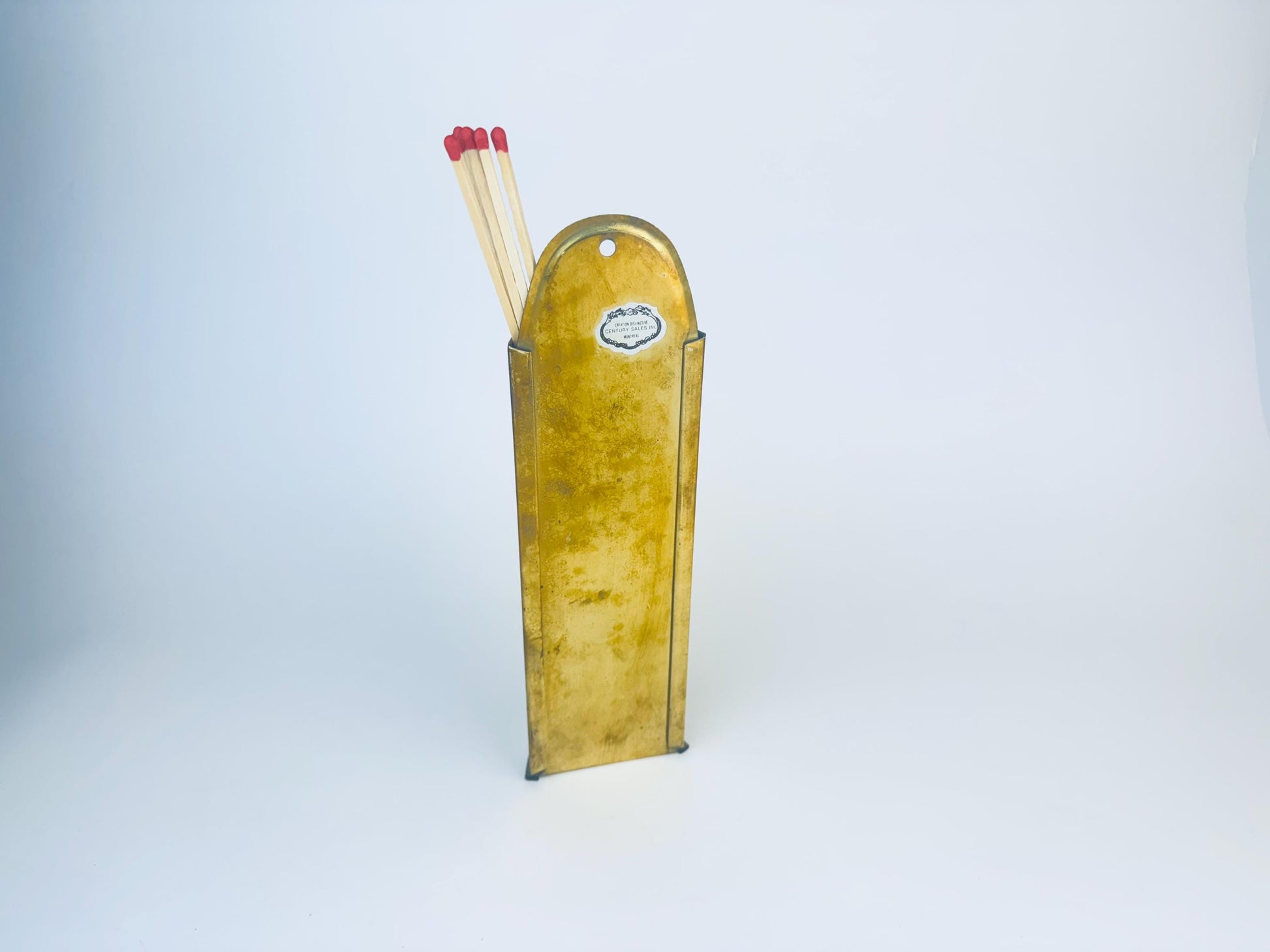 Product image for 'vintage brass match holder side strike pocket attractive aged metal patina' (view 0c46c3)