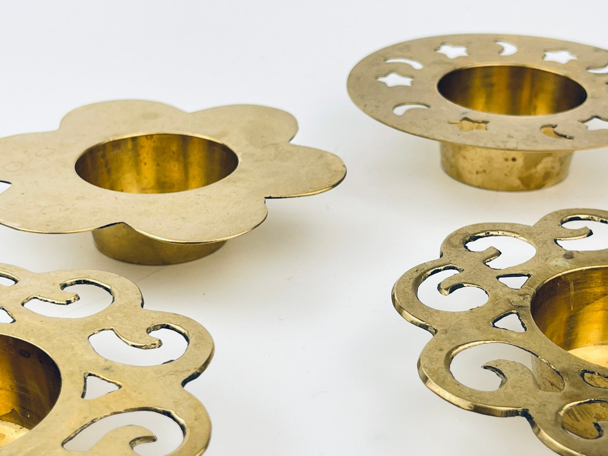 Product image for 'vintage solid brass votive tea light candle holder attractive aged patina sold separately' (view 6745c0)