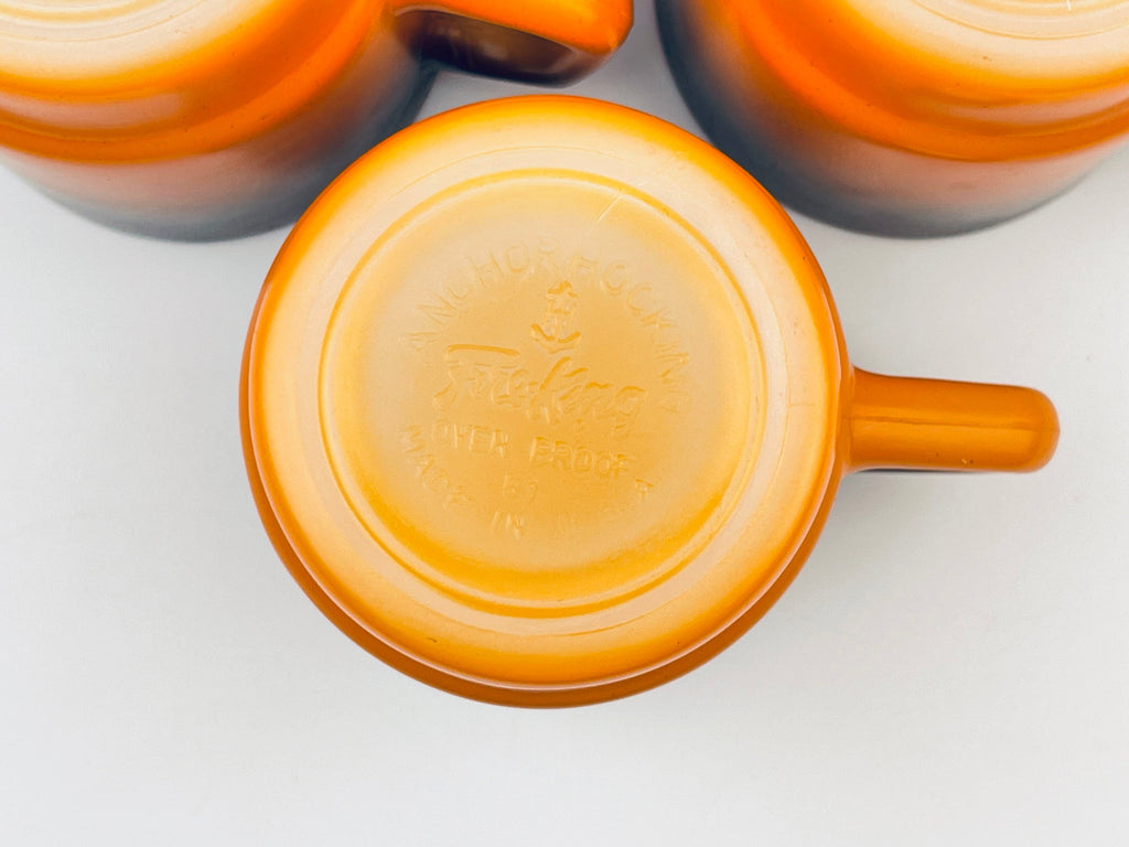 Product image for 'vintage anchor hocking fire king orange brown ombre milk glass mugs made in usa sold individually' (view cc8f03)