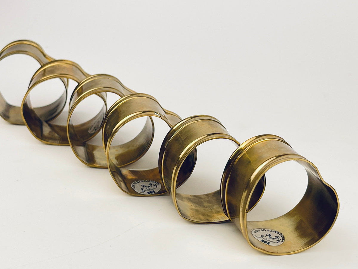 Product image for 'vintage brass heart shaped napkin ring holders set of six 6 attractive aged patina' (view 0eec44)