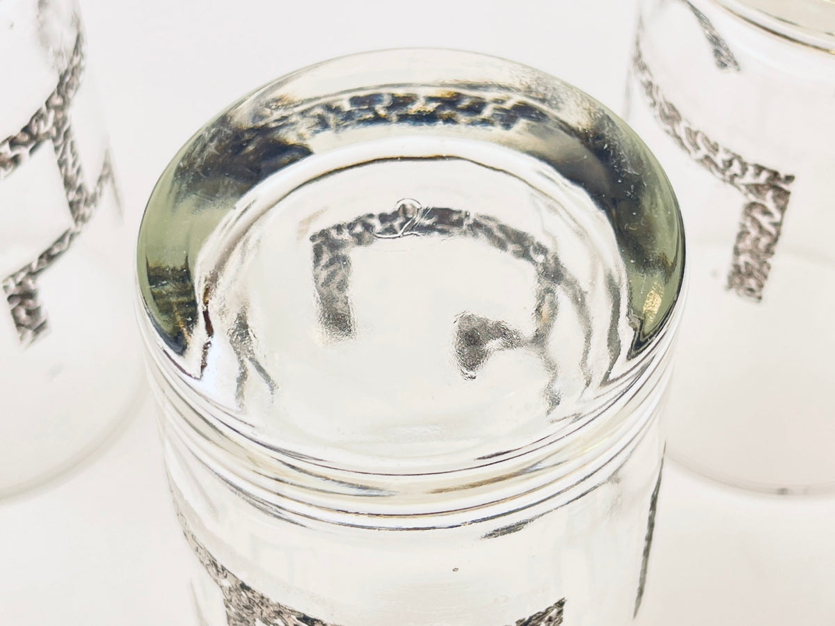 Product image for 'vintage libbey highball lowball glasses set of five 5 textured silver abstract line pattern' (view 3c24b8)