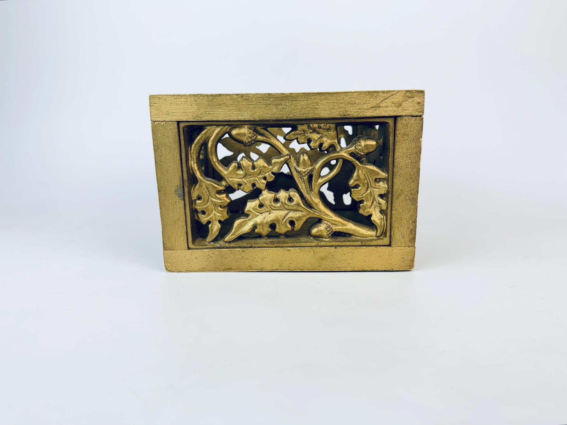 Product image for 'vintage gold carved wood box botanical desktop organizer' (view 29ad73)
