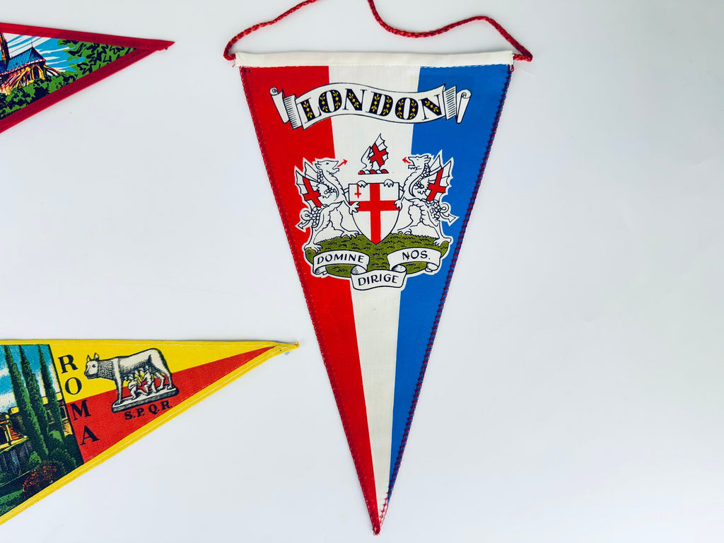 Product image for 'vintage paris london scotland and roma small tapered pennant wall hanging sold separately' (view 41fba6)