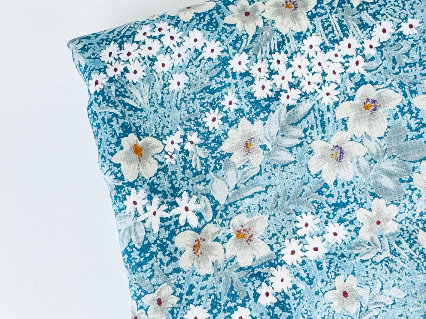 Product image for 'vintage blue white grey floral silky polyester fabric 43 x 86' (view 759c56)