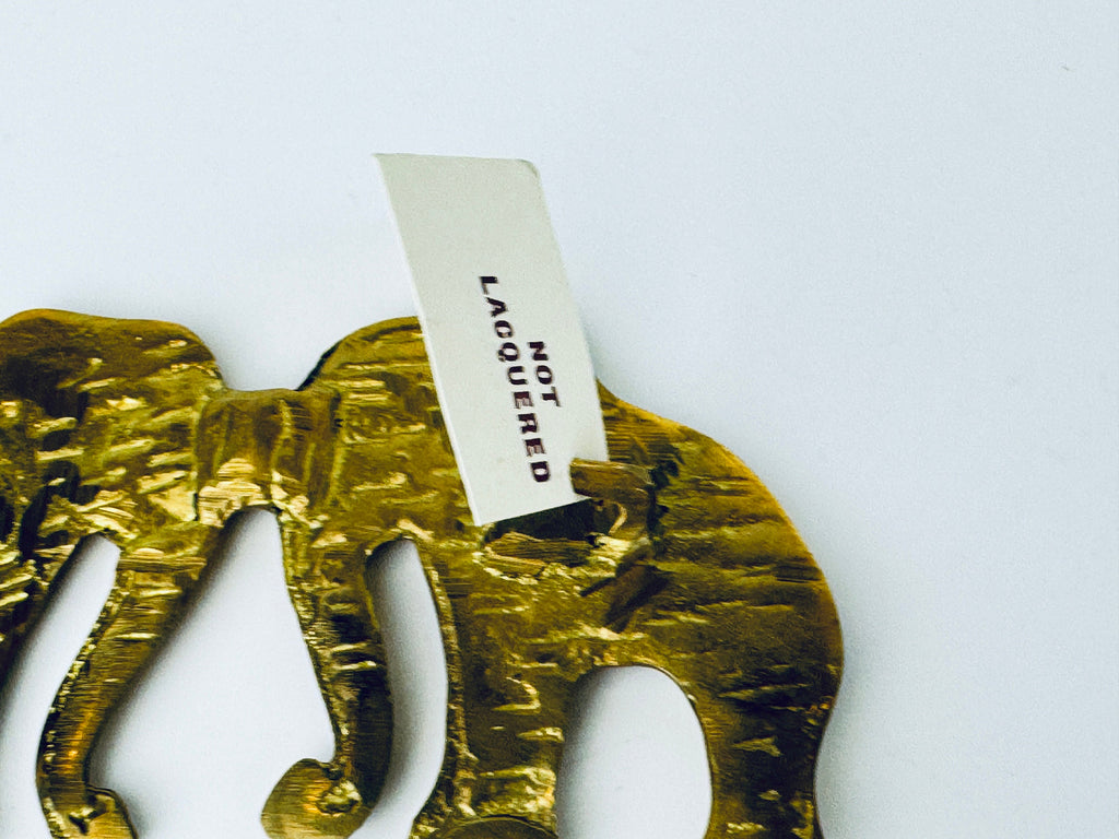 Product image for 'vintage hand made solid brass double lion elephant belt buckle attractive aged metal patina sold separately' (view ed69ab)