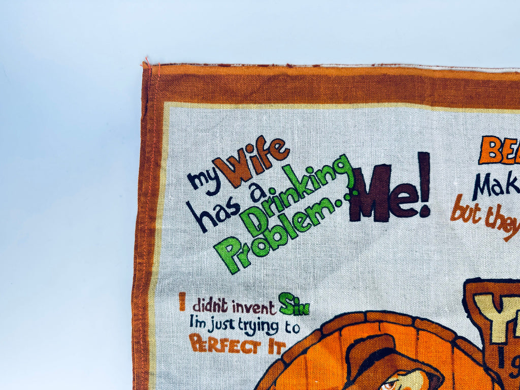 Product image for 'vintage australian handprinted linen tea towel beer builds better bodies australian barware souvenir' (view 3544ed)