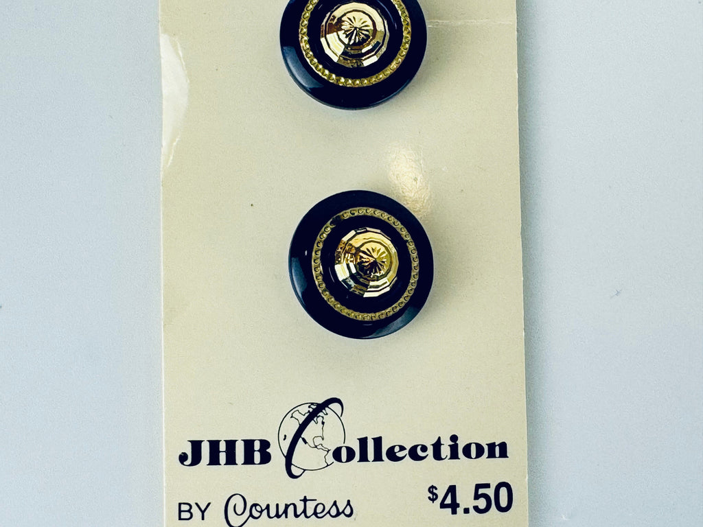 Product image for 'vintage jhb collection by countess black gold plastic metal button packs packs sold separately' (view 43ec68)
