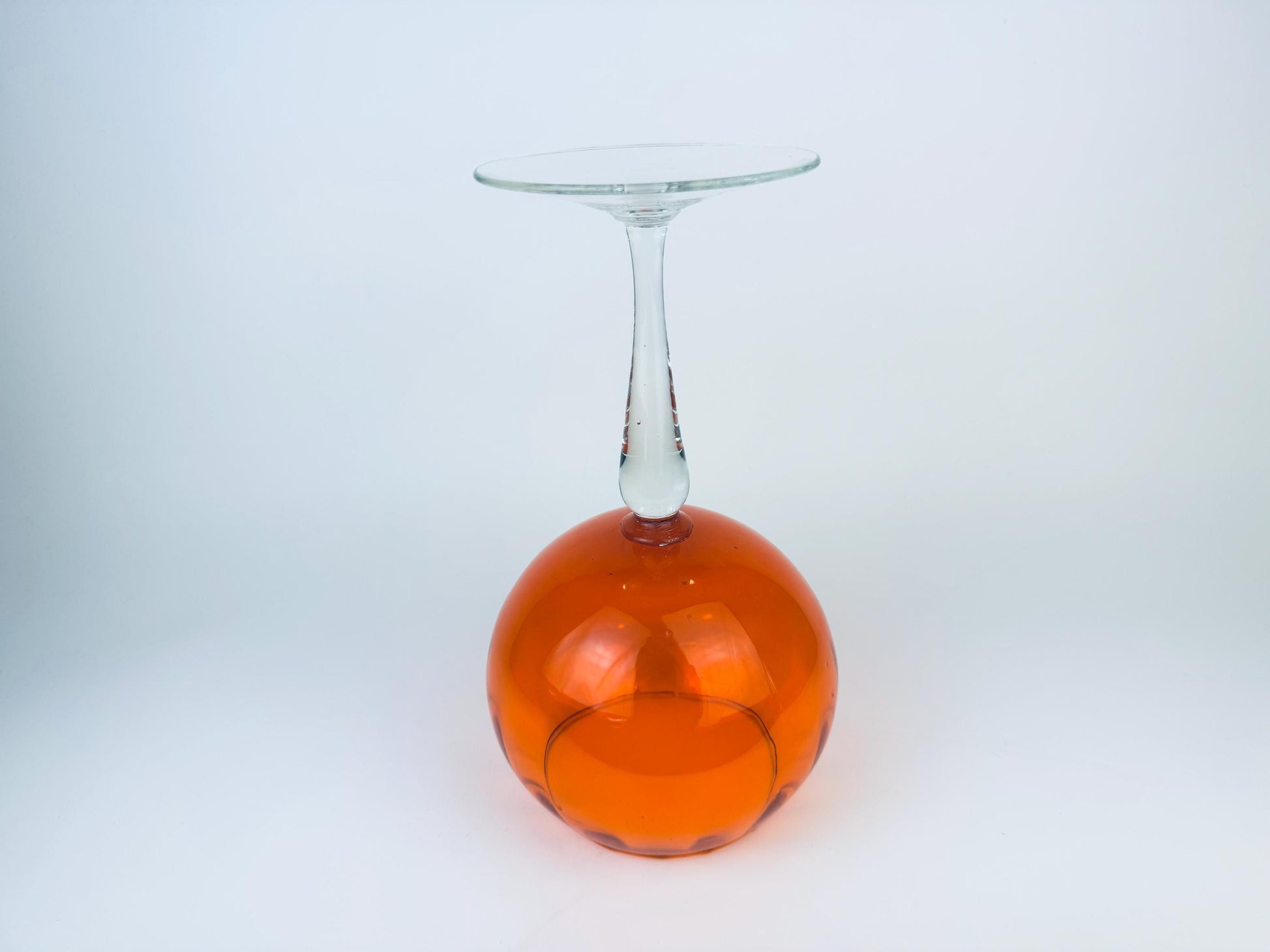 Product image for 'vintage orange pumpkin balloon italian empoli art glass footed bowl vase halloween candy bowl made in italy' (view 1e7002)
