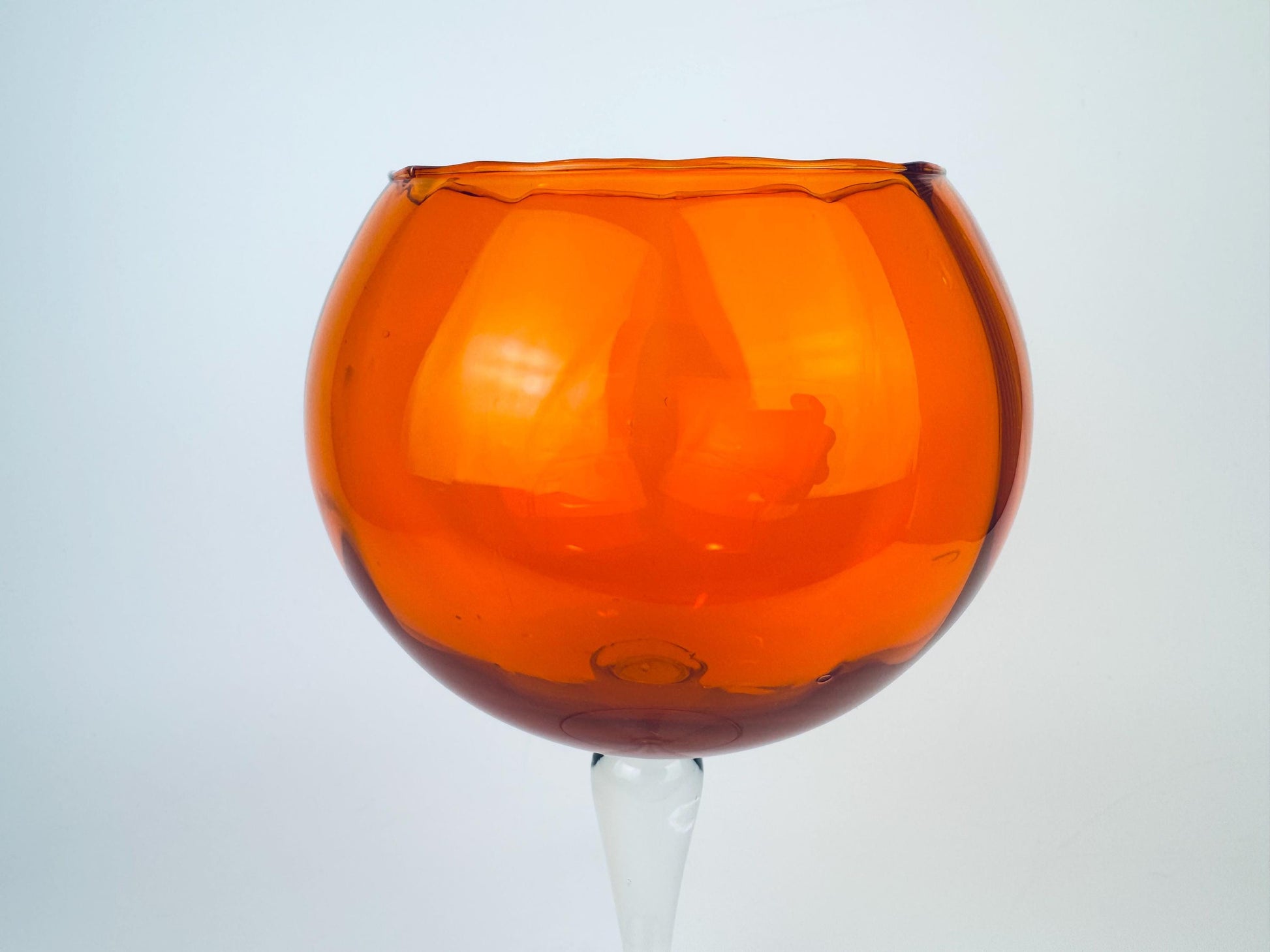 Product image for 'vintage orange pumpkin balloon italian empoli art glass footed bowl vase halloween candy bowl made in italy' (view 81d9f3)