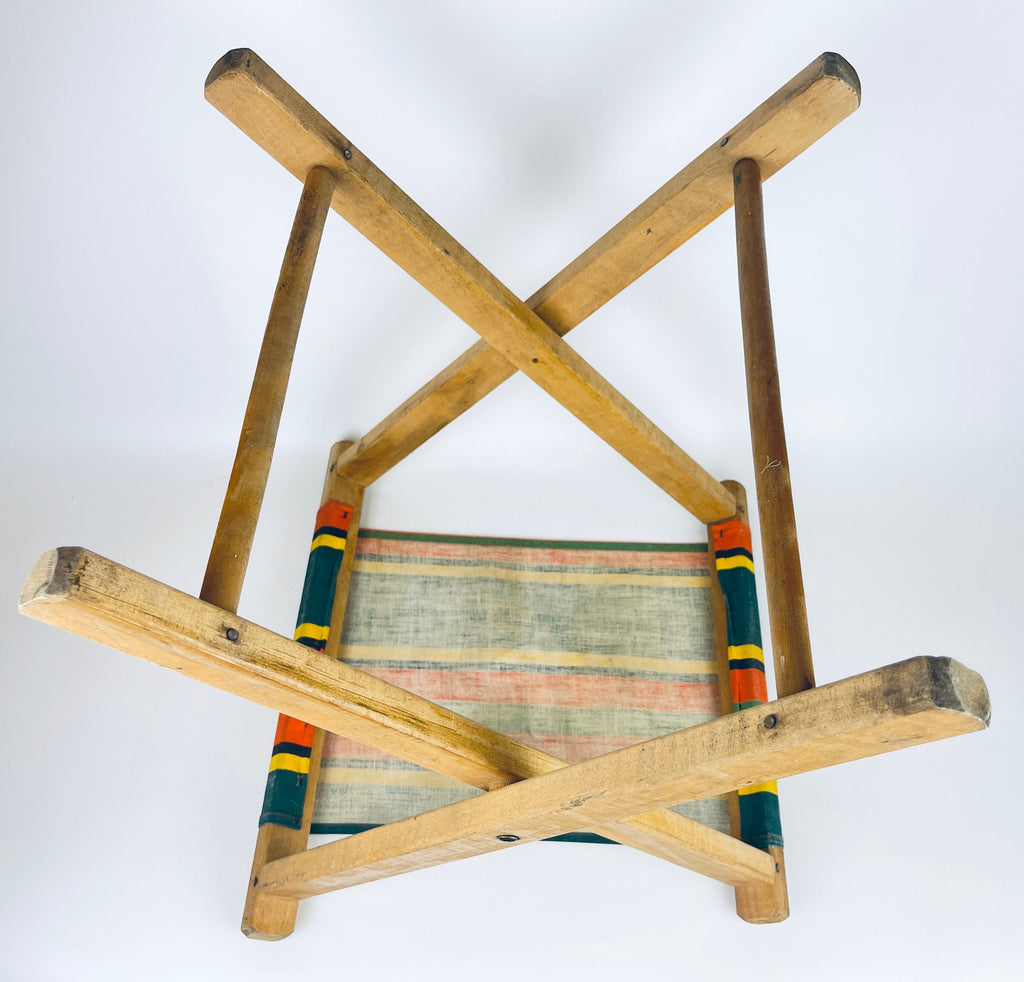 Product image for 'vintage folding wood striped cloth stool camping chair' (view 309d18)