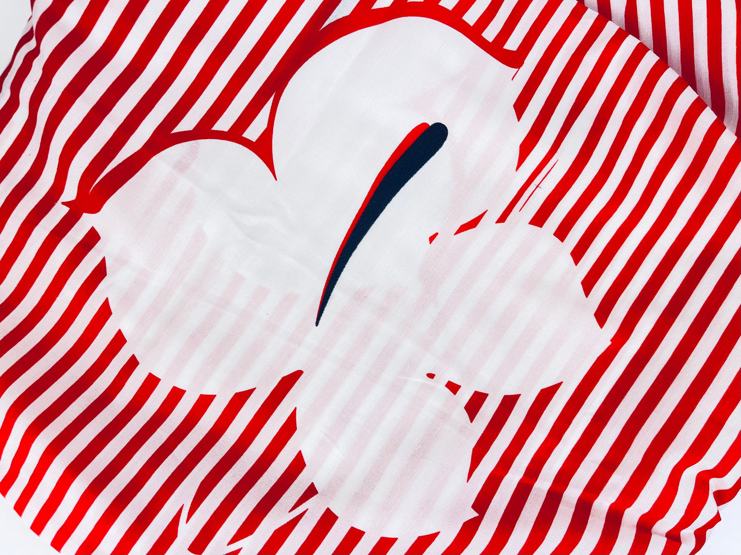 Product image for 'vintage 80s red striped white black flower pattern shower curtain designed by andre richard made in canada' (view aad9a8)