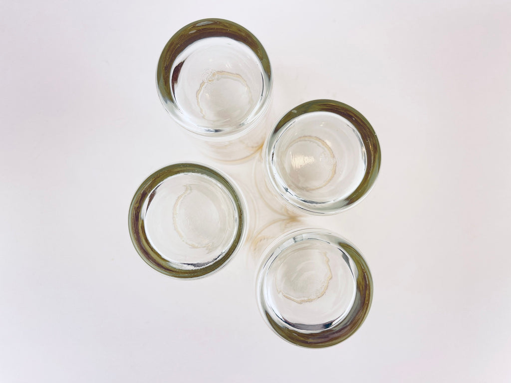 Product image for 'vintage beige brown striped water glasses set of four 4' (view 392b29)