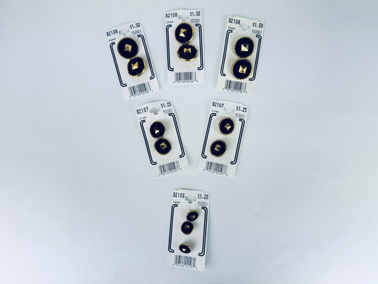 Product image for 'vintage domcord 1980s black gold button packs packs sold separately square inset pattern' (view 4e848a)