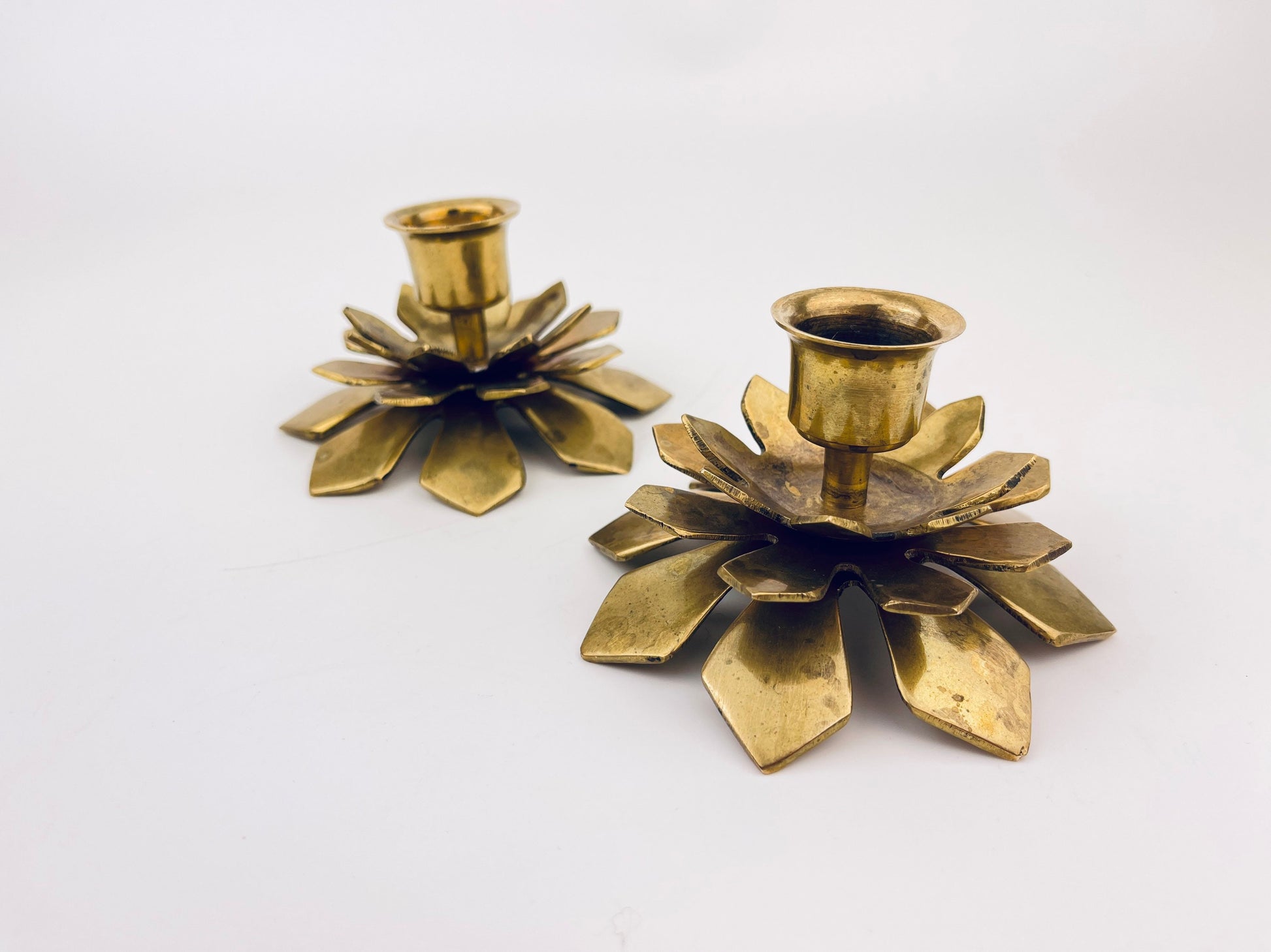 Product image for 'vintage solid brass floral candle holders set of two 2' (view bfd610)