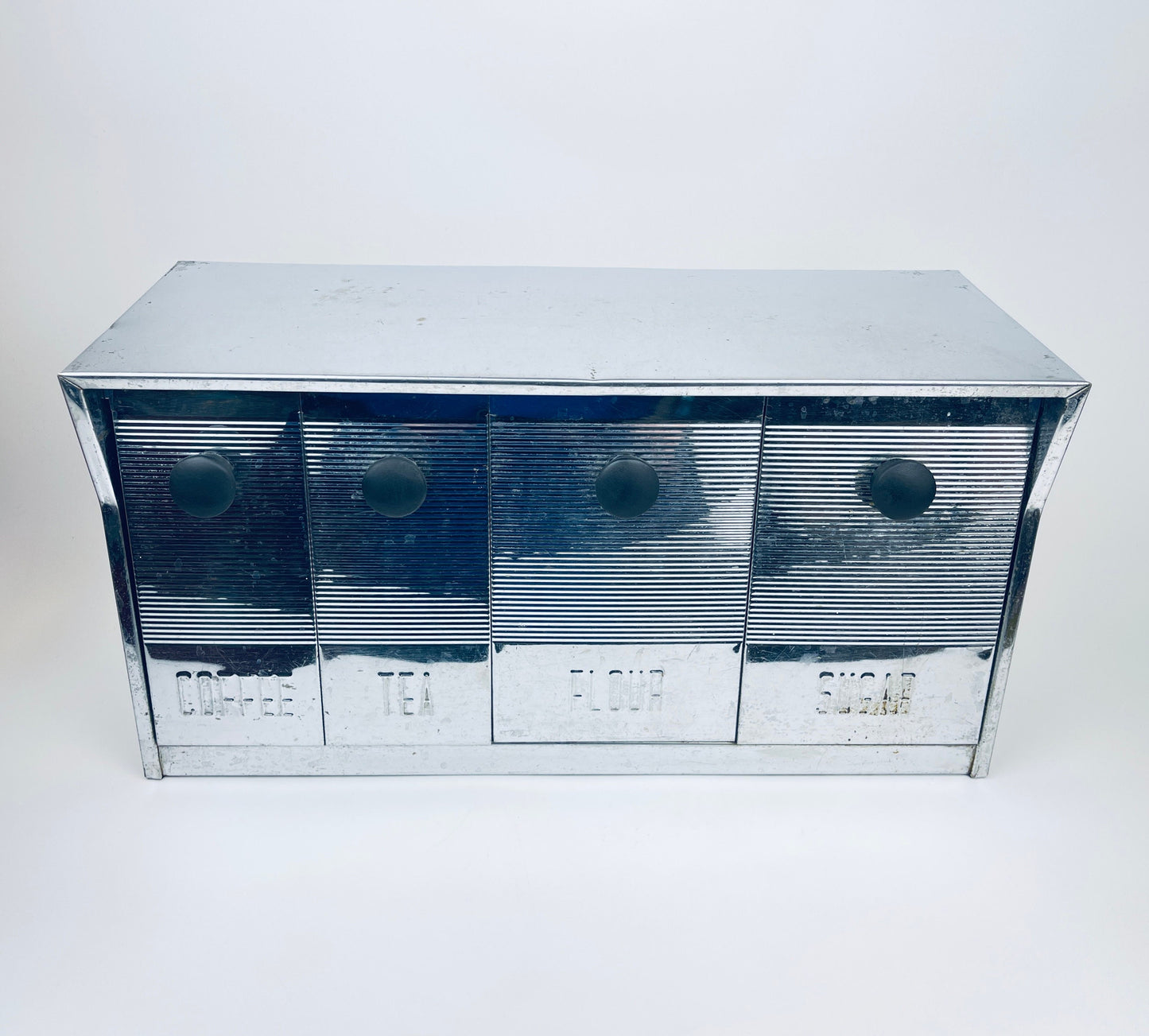 Product image for 'vintage krestline speco products silver metal countertop wall canisters set of four 4 flour sugar coffee tea' (view ad4ff5)