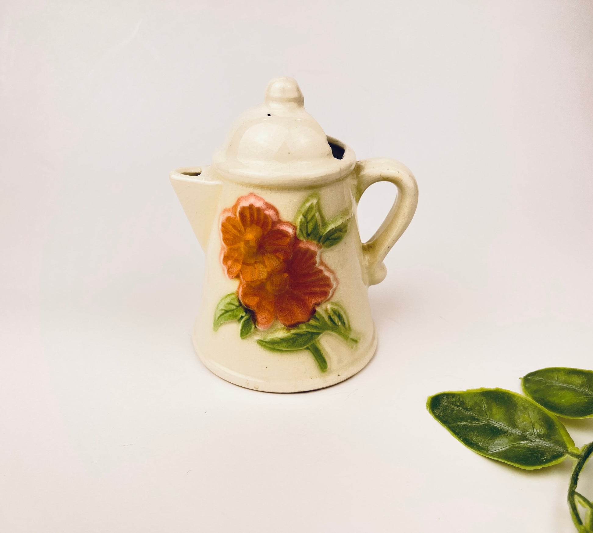 Product image for 'vintage pink floral ceramic watering jug with elegant crazing shabby chic garden accent' (view 806ea0)