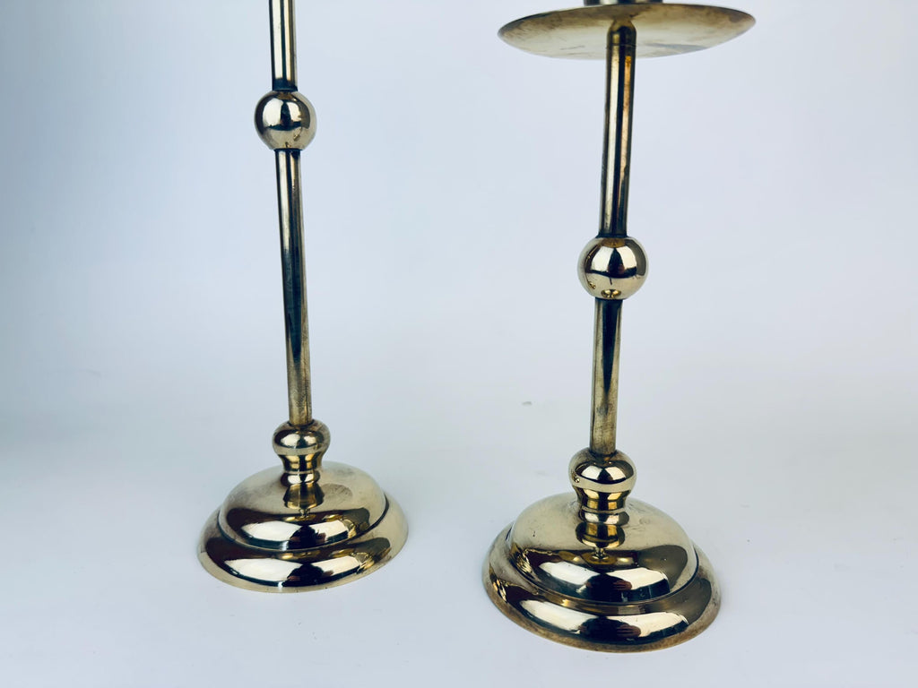 Product image for 'vintage brass candlestick holders art deco revival postmodern pair' (view d77561)