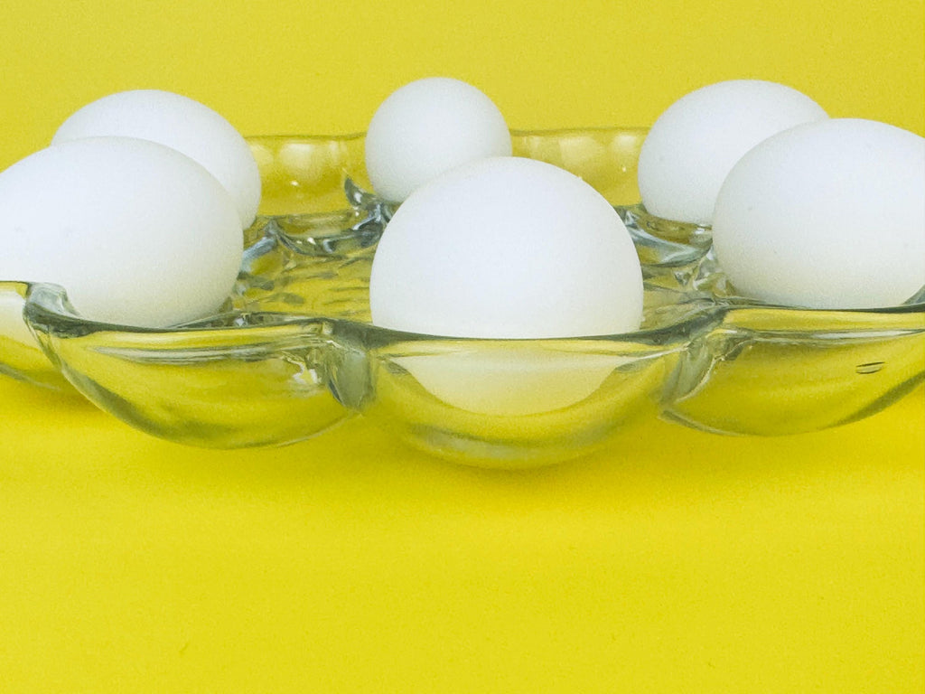 Product image for 'vintage anchor hocking clear glass devilled egg plate holds dozen 12 eggs' (view 4aaba8)