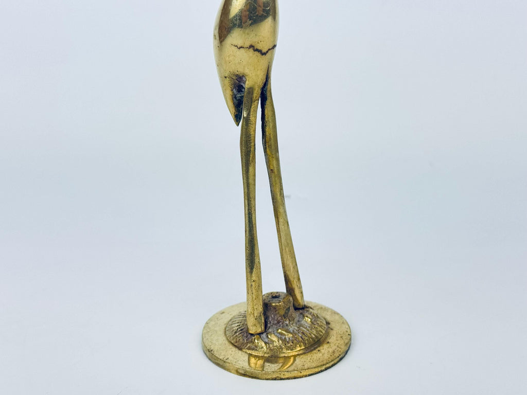 Product image for 'vintage solid brass crane sculpture figurine attractive aged metal patina' (view 11b7c0)