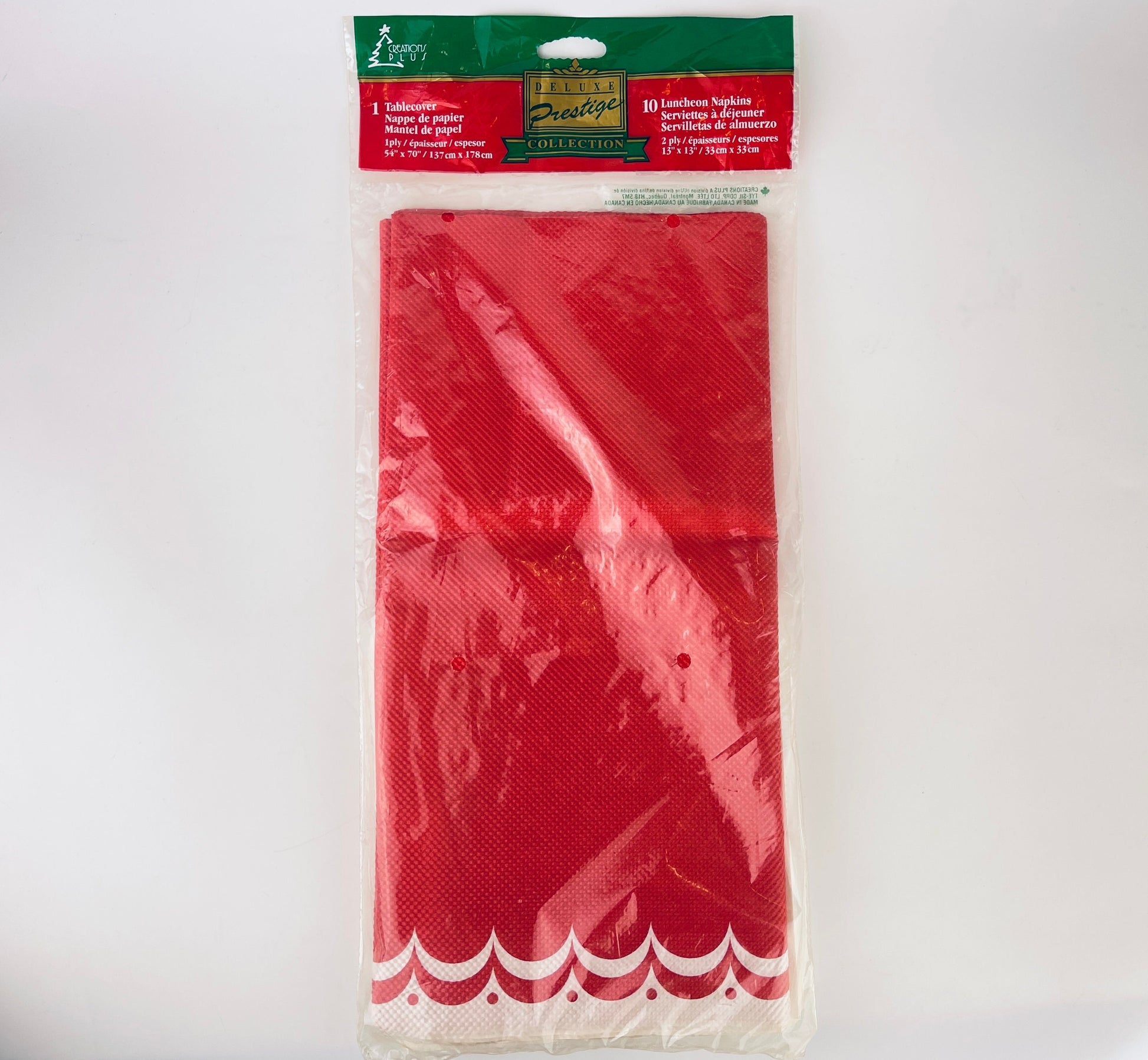 Product image for 'vintage rectangular paper christmas tablecloth napkin set 54 x 70 new old stock nos made in canada' (view 1149f7)