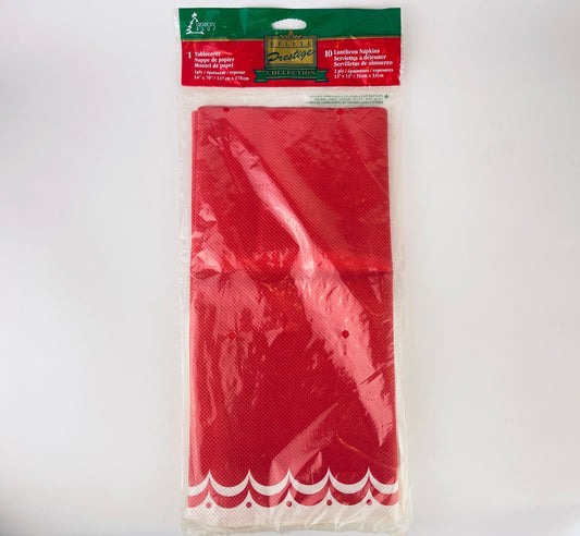 Product image for 'vintage rectangular paper christmas tablecloth napkin set 54 x 70 new old stock nos made in canada' (view 1149f7)