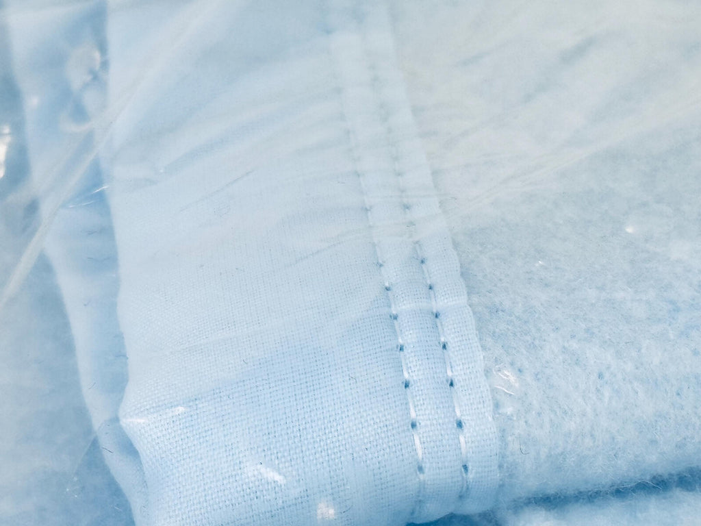 Product image for 'vintage arctic blue twin blanket satin ribbon trim new old stock nos made in canada by esmond' (view 34ead6)