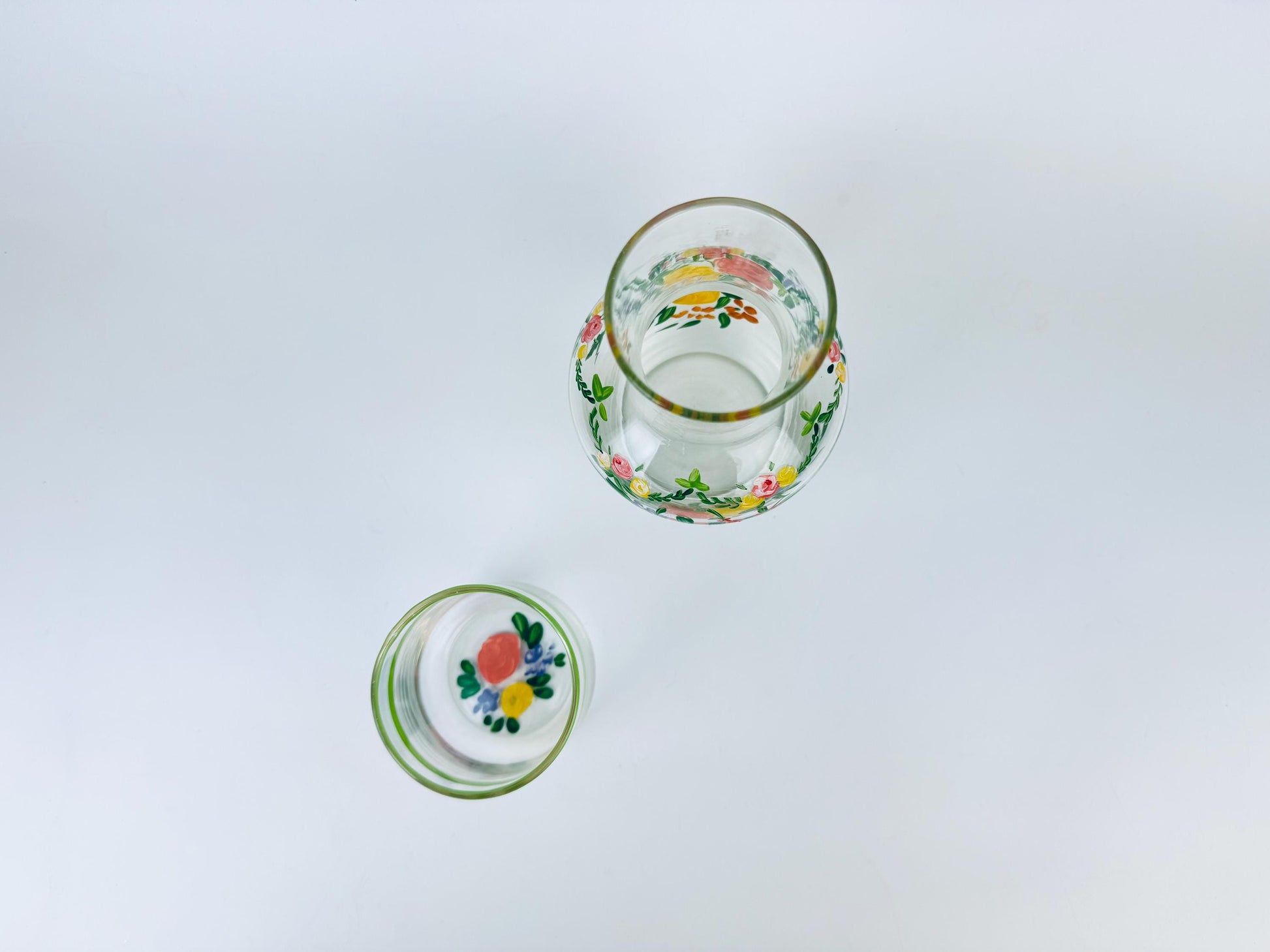 Product image for 'vintage hand painted bedside carafe tumbler set floral glass water set' (view 2bfbad)