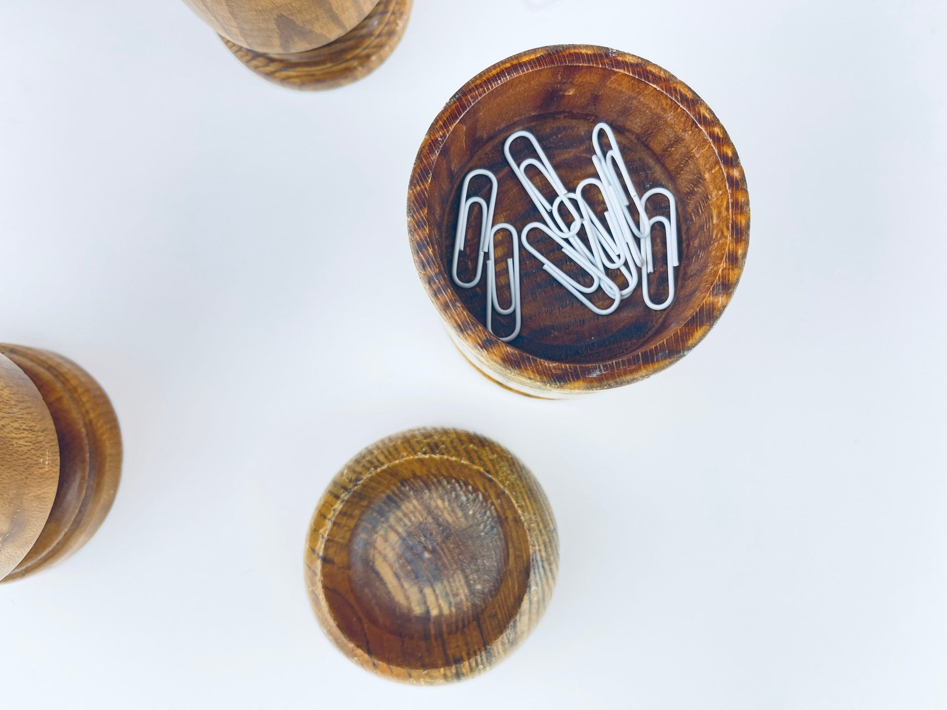 Product image for 'vintage 1970s wood desk organizer set pencil paperclip letter holders' (view 605350)