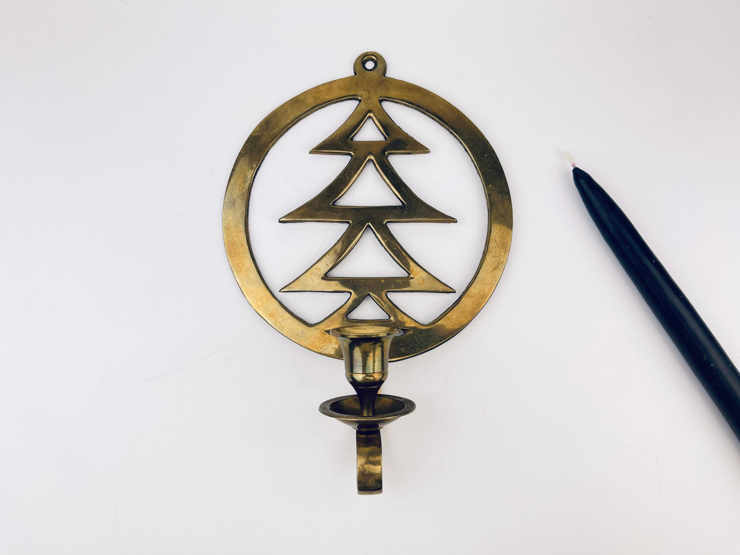Product image for 'vintage brass christmas tree wall candlestick holder sconce' (view 599ccf)