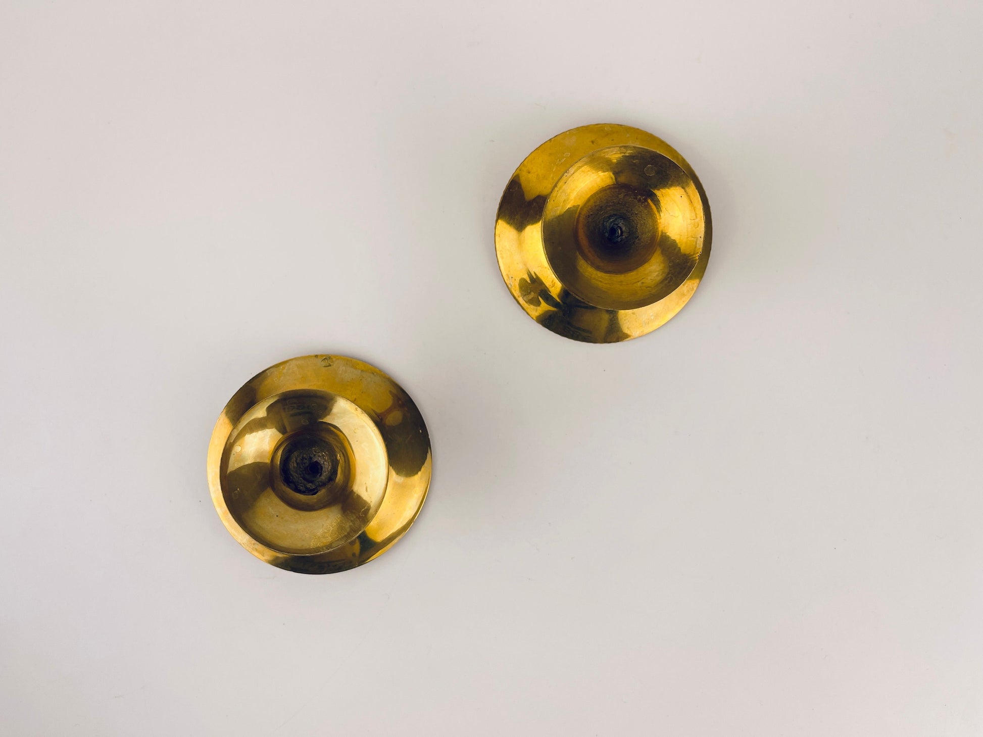 Product image for 'vintage brass pedestal spike candleholders set of 2 with etched rim' (view 0f1e09)