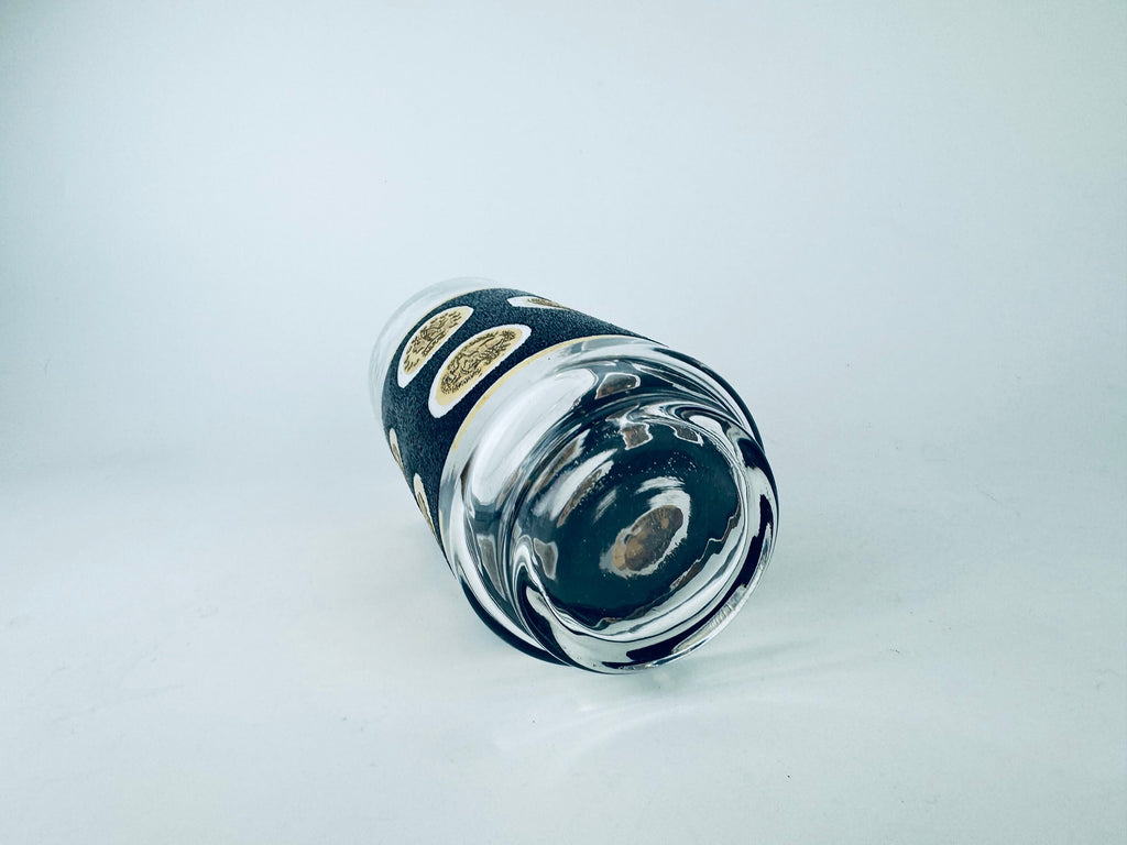 Product image for 'vintage cera black 22 kt gold american coin design glass barware cocktail decanter designed by bob wallack' (view f8453a)