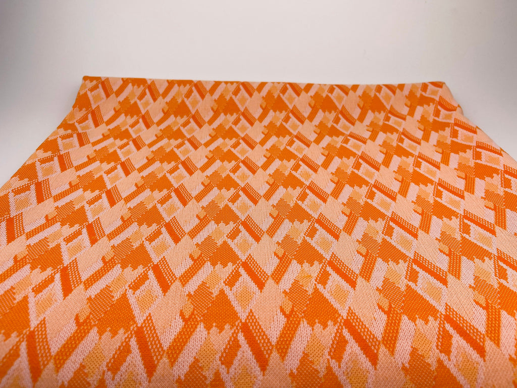 Product image for 'vintage orange white diamond polyester stretch fabric 45 x 62' (view 784dfe)