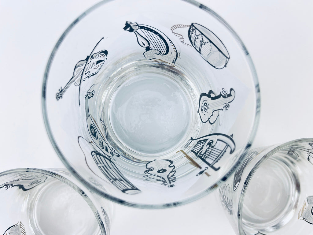 Product image for 'vintage musical instruments low ball drinking glasses set of three 3 musician gift vintage barware libbey glassware' (view 1d3e1c)