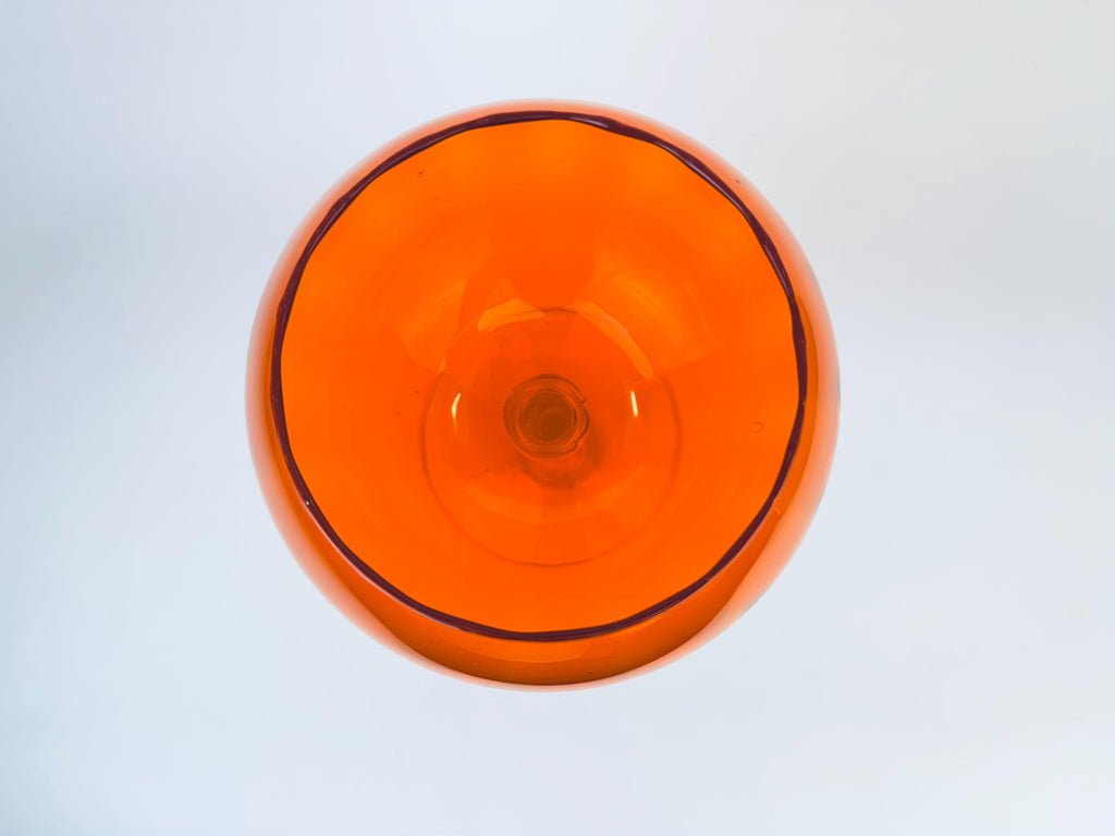 Product image for 'vintage orange pumpkin balloon italian empoli art glass footed bowl vase halloween candy bowl made in italy' (view b8f064)